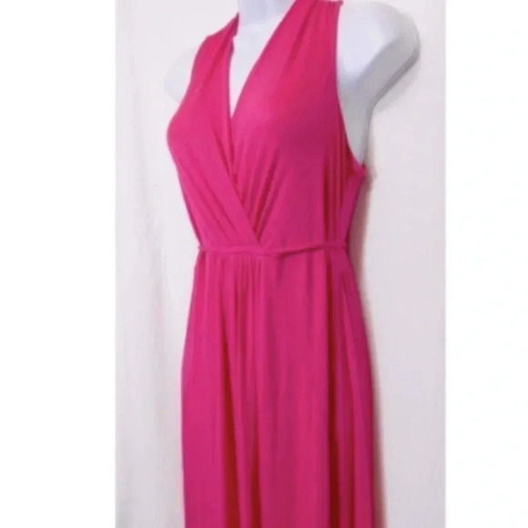 MATERNITY HOT PINK BABY SHOWER V NECK BARBIE MAXI DRESS SIZE XL NWT BARBIECORE - Picture 3 of 5